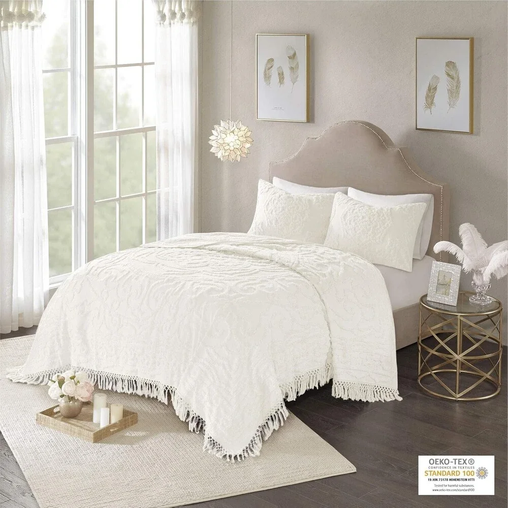 Madison Park Laetitia Coverlet Set Full/Queen Ivory 90